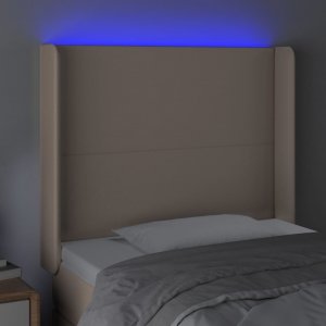 vidaXL vidaXL Zagłówek do łóżka z LED, cappuccino, 103x16x118/128cm, ekoskóra 4