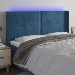 vidaXL vidaXL Zagłówek do łóżka z LED ciemnoniebieski, 203x16x118/128 cm 1