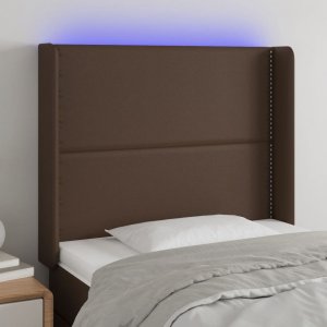 vidaXL vidaXL Zagłówek do łóżka z LED, brązowy 93x16x118/128cm sztuczna skóra 1