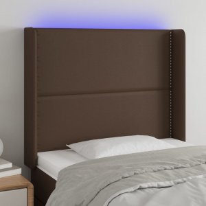 vidaXL vidaXL Zagłówek do łóżka z LED brązowy 103x16x118/128cm sztuczna skóra 1