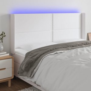 vidaXL vidaXL Zagłówek do łóżka z LED, biały, 163x16x118/128cm sztuczna skóra 1