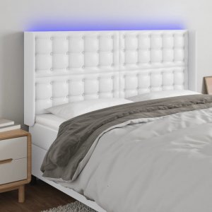 vidaXL vidaXL Zagłówek do łóżka z LED, biały, 203x16x118/128cm sztuczna skóra 1