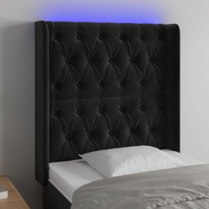 vidaXL vidaXL Zagłówek do łóżka z LED, czarny, 83x16x118/128 cm, aksamit 1