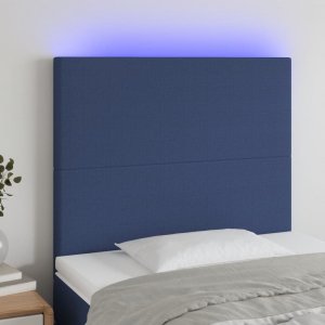 vidaXL vidaXL Zagłówek do łóżka z LED, niebieski, 80x5x118/128 cm, tkanina 1