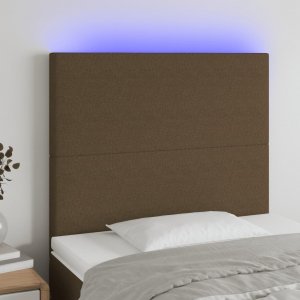 vidaXL vidaXL Zagłówek do łóżka z LED ciemnobrązowy 100x5x118/128 cm tkanina 1