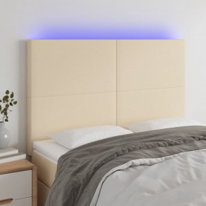 vidaXL vidaXL Zagłówek do łóżka z LED, kremowy, 144x5x118/128 cm, tkanina 1