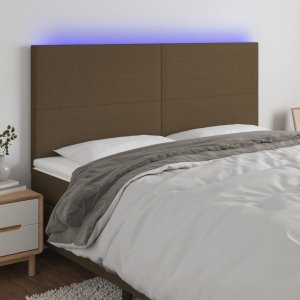 vidaXL vidaXL Zagłówek do łóżka z LED ciemnobrązowy 180x5x118/128 cm tkanina 1