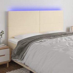 vidaXL vidaXL Zagłówek do łóżka z LED, kremowy, 180x5x118/128 cm, tkanina 1