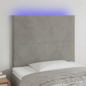 vidaXL vidaXL Zagłówek do łóżka z LED, jasnoszary, 80x5x118/128 cm, aksamit 1