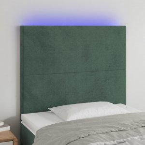 vidaXL vidaXL Zagłówek do łóżka z LED, ciemnozielony, 80x5x118/128cm, aksamit 1