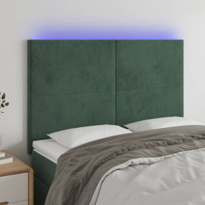 vidaXL vidaXL Zagłówek do łóżka z LED, ciemnozielony, 144x5x118/128 cm 1