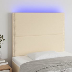 vidaXL vidaXL Zagłówek do łóżka z LED, kremowy, 80x5x118/128 cm, tkanina 1