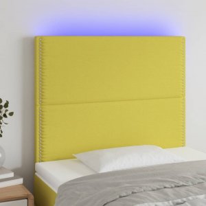 vidaXL vidaXL Zagłówek do łóżka z LED, zielony, 80x5x118/128 cm, tkanina 1