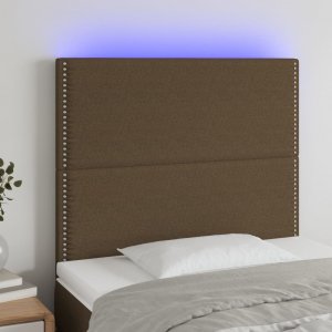 vidaXL vidaXL Zagłówek do łóżka z LED ciemnobrązowy, 90x5x118/128 cm tkanina 1