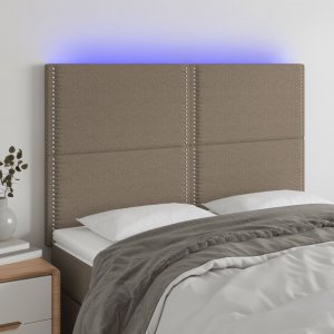 vidaXL vidaXL Zagłówek do łóżka z LED, taupe, 144x5x118/128 cm, tkanina 1