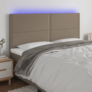 vidaXL vidaXL Zagłówek do łóżka z LED, taupe, 160x5x118/128 cm, tkanina 1