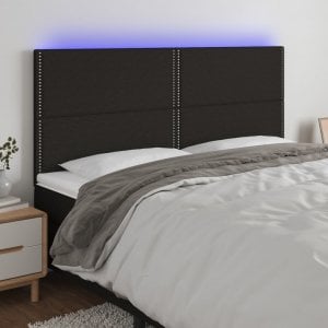 vidaXL vidaXL Zagłówek do łóżka z LED, czarny, 180x5x118/128 cm, tkanina 1