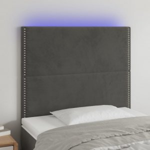 vidaXL vidaXL Zagłówek do łóżka z LED, ciemnoszary, 80x5x118/128 cm, aksamit 1