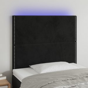 vidaXL vidaXL Zagłówek do łóżka z LED, czarny, 90x5x118/128 cm, aksamit 1