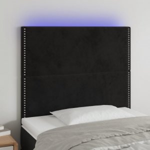 vidaXL vidaXL Zagłówek do łóżka z LED, czarny, 100x5x118/128 cm, aksamit 1