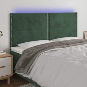 vidaXL vidaXL Zagłówek do łóżka z LED, ciemnozielony, 180x5x118/128 cm 1