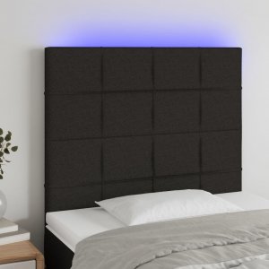 vidaXL vidaXL Zagłówek do łóżka z LED, czarny, 90x5x118/128 cm, tkanina 1