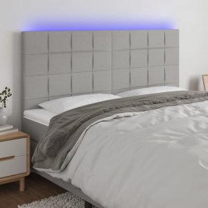 vidaXL vidaXL Zagłówek do łóżka z LED, jasnoszary, 180x5x118/128 cm, tkanina 1