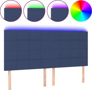 vidaXL vidaXL Zagłówek do łóżka z LED, niebieski, 180x5x118/128 cm, tkanina 2