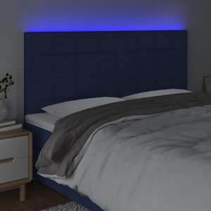 vidaXL vidaXL Zagłówek do łóżka z LED, niebieski, 180x5x118/128 cm, tkanina 3