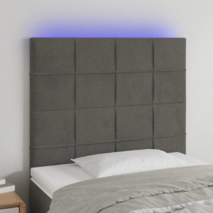 vidaXL vidaXL Zagłówek do łóżka z LED, ciemnoszary, 80x5x118/128 cm, aksamit 1