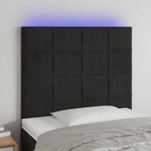 vidaXL vidaXL Zagłówek do łóżka z LED, czarny, 80x5x118/128 cm, aksamit 1