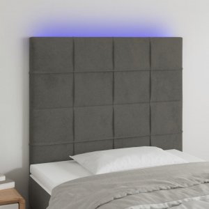 vidaXL vidaXL Zagłówek do łóżka z LED, ciemnoszary, 90x5x118/128 cm, aksamit 1