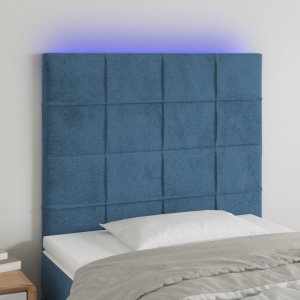 vidaXL vidaXL Zagłówek do łóżka z LED ciemnoniebieski, 90x5x118/128 cm 1