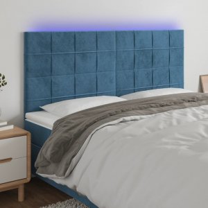 vidaXL vidaXL Zagłówek do łóżka z LED, ciemnoniebieski, 180x5x118/128 cm 1