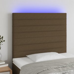 vidaXL vidaXL Zagłówek do łóżka z LED ciemnobrązowy 80x5x118/128 cm tkanina 1