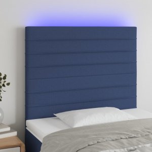 vidaXL vidaXL Zagłówek do łóżka z LED, niebieski, 90x5x118/128 cm, tkanina 1