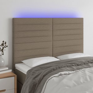 vidaXL vidaXL Zagłówek do łóżka z LED, taupe, 144x5x118/128 cm, tkanina 1