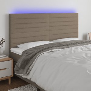 vidaXL vidaXL Zagłówek do łóżka z LED, taupe, 160x5x118/128 cm, tkanina 1