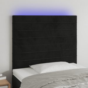 vidaXL vidaXL Zagłówek do łóżka z LED, czarny, 80x5x118/128 cm, aksamit 1