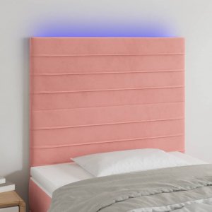 vidaXL vidaXL Zagłówek do łóżka z LED, różowy, 80x5x118/128 cm, aksamit 1