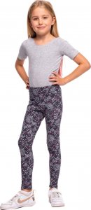 RENNWEAR Legginsy sportowe damskie dziecięce ze wzorem szare KOTY szary 152 cm 3