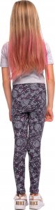 RENNWEAR Legginsy sportowe damskie dziecięce ze wzorem szare KOTY szary 152 cm 4