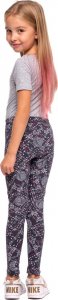 RENNWEAR Legginsy sportowe damskie dziecięce ze wzorem szare KOTY szary 152 cm 5