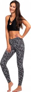 RENNWEAR Legginsy sportowe damskie dziecięce ze wzorem szare KOTY szary 152 cm 7