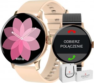 Smartwatch Giewont Smartwatch Damski Giewont GW330-4 Różowe Złoto-Róż Pudrowy Pasek Silikonowy + Czarna Bransoleta 1