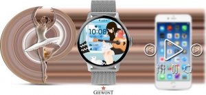 Smartwatch Giewont Smartwatch Damski Giewont GW330-2 Srebrny-Szary Pasek Silikonowy + Srebrna Bransoleta 12