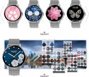 Smartwatch Giewont Smartwatch Damski Giewont GW330-2 Srebrny-Szary Pasek Silikonowy + Srebrna Bransoleta 3