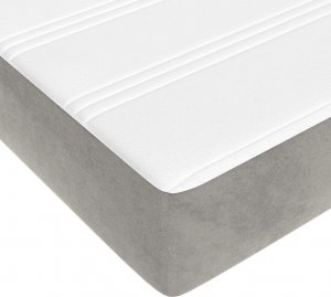 vidaXL vidaXL Łóżko kontynentalne z materacem, jasnoszare, 180x200cm, aksamit 8