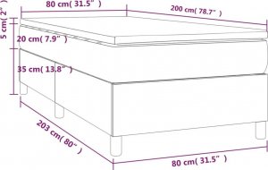 vidaXL vidaXL Łóżko kontynentalne z materacem, taupe, tkanina, 80x200 cm 10