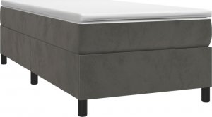 vidaXL vidaXL Łóżko kontynentalne z materacem, ciemnoszary aksamit, 90x200 cm 3
